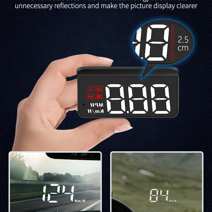 Compact OBD2 Car Head-Up Display (HUD) - Digital Speedometer with 5 Alarm Functions & Adaptive Brightness(black).