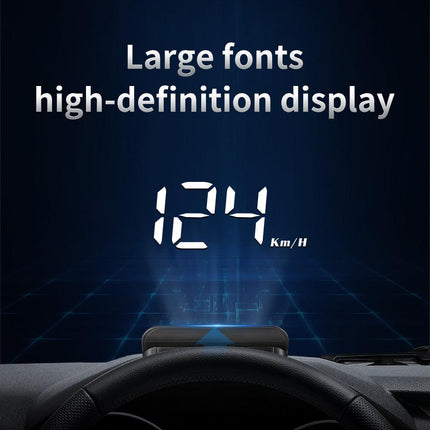Compact OBD2 Car Head-Up Display (HUD) - Digital Speedometer with 5 Alarm Functions & Adaptive Brightness(black).