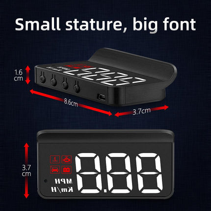 Compact OBD2 Car Head-Up Display (HUD) - Digital Speedometer with 5 Alarm Functions & Adaptive Brightness(black).