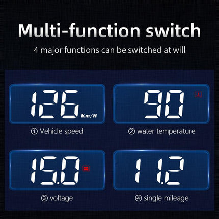 Compact OBD2 Car Head-Up Display (HUD) - Digital Speedometer with 5 Alarm Functions & Adaptive Brightness(black).