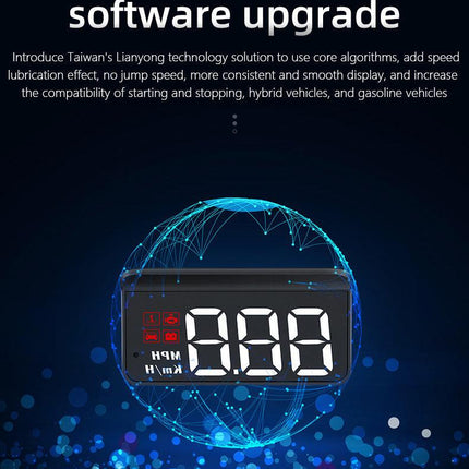 Compact OBD2 Car Head-Up Display (HUD) - Digital Speedometer with 5 Alarm Functions & Adaptive Brightness(black).