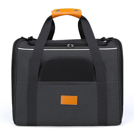 Foldable Soft-Sided Pet Carrier for Travel - Fits Cats & Small Dogs Under 6kg, with Removable Plush Bed & Shoulder Strap(black).