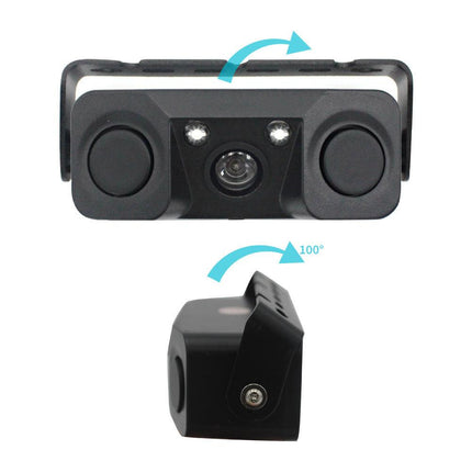3-in-1 Car Reversing Camera & Parking Sensor System with Monitor - License Plate Frame Mount, Waterproof & Night Vision(black).