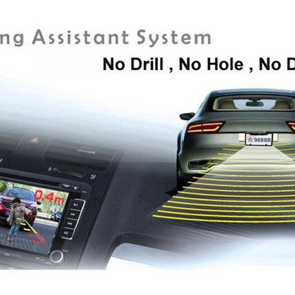 3-in-1 Car Reversing Camera & Parking Sensor System with Monitor - License Plate Frame Mount, Waterproof & Night Vision(black).