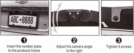 3-in-1 Car Reversing Camera & Parking Sensor System with Monitor - License Plate Frame Mount, Waterproof & Night Vision(black).