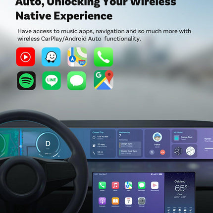 Mini 2-in-1 Wireless CarPlay & Android Auto Adapter - 5GHz WiFi 6, Bluetooth 5.4, Plug & Play Dongle(black).
