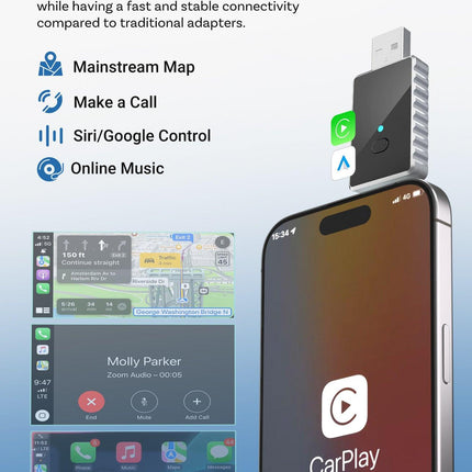 Mini 2-in-1 Wireless CarPlay & Android Auto Adapter - 5GHz WiFi 6, Bluetooth 5.4, Plug & Play Dongle(black).