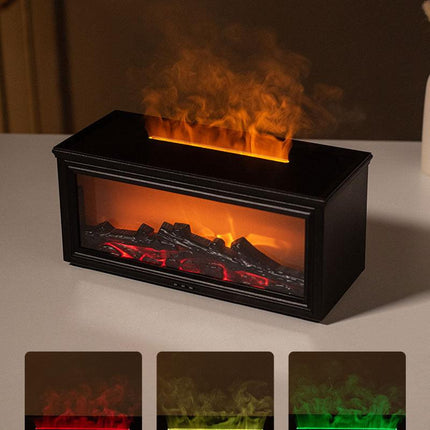 Fireplace Flame Effect Aroma Diffuser & Humidifier with 7-Colour Light, Timer & Remote Control(White).