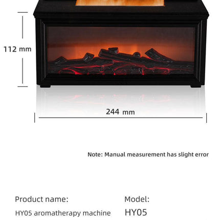 Fireplace Flame Effect Aroma Diffuser & Humidifier with 7-Colour Light, Timer & Remote Control(Light Wood Grain).