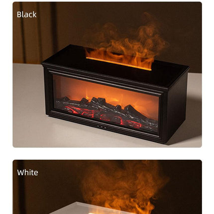 Fireplace Flame Effect Aroma Diffuser & Humidifier with 7-Colour Light, Timer & Remote Control(Light Wood Grain).
