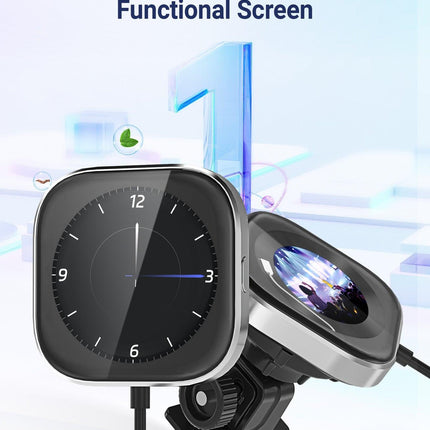 Wireless CarPlay Adapter with 1.6" Multi-Functional Screen, Car Diffuser & 360 Vent Clip(silver).