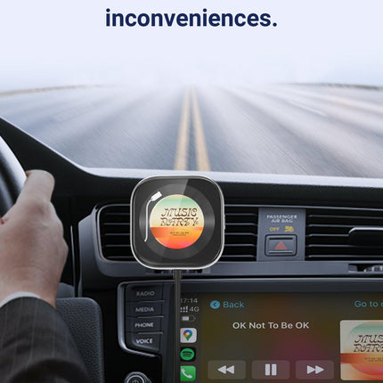 Wireless CarPlay Adapter with 1.6" Multi-Functional Screen, Car Diffuser & 360 Vent Clip(silver).