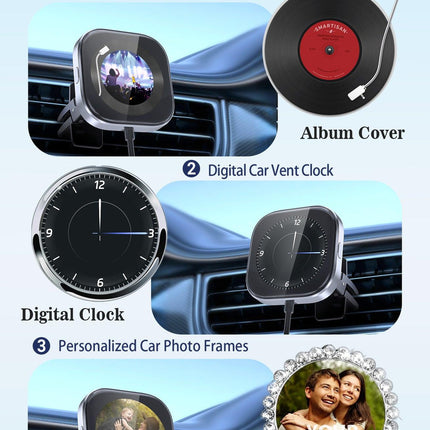 Wireless CarPlay Adapter with 1.6" Multi-Functional Screen, Car Diffuser & 360 Vent Clip(silver).
