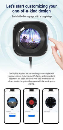 Wireless CarPlay Adapter with 1.6" Multi-Functional Screen, Car Diffuser & 360 Vent Clip(silver).