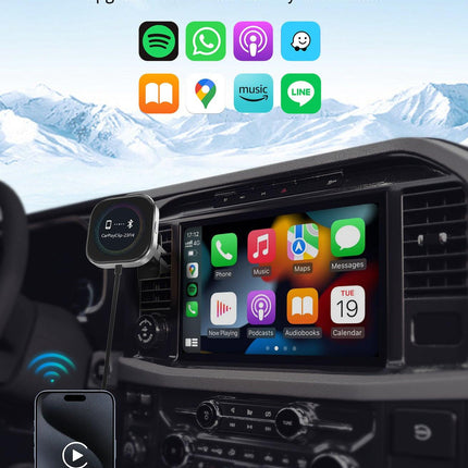 Wireless CarPlay Adapter with 1.6" Multi-Functional Screen, Car Diffuser & 360 Vent Clip(silver).