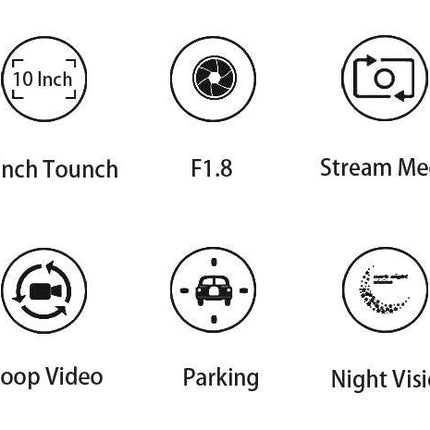 10-Inch Dual Lens Dash Cam Mirror - 1080P FHD Touch Screen Car DVR with Rear Camera, Night Vision & G-Sensor(black).