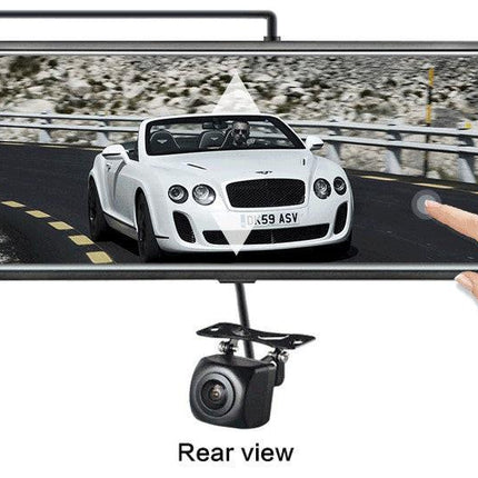 10-Inch Dual Lens Dash Cam Mirror - 1080P FHD Touch Screen Car DVR with Rear Camera, Night Vision & G-Sensor(black).
