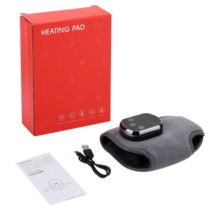 Rechargeable Electric Heating Ankle Brace with Vibration Massage - 5 Heat Levels & 3 Massage Modes(Grey).