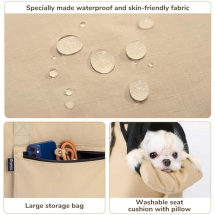 Versatile Pet Carrier Tote Bag for Small Dogs & Cats - Waterproof, Car Seat Function & Adjustable Safety Exit(Khaki).
