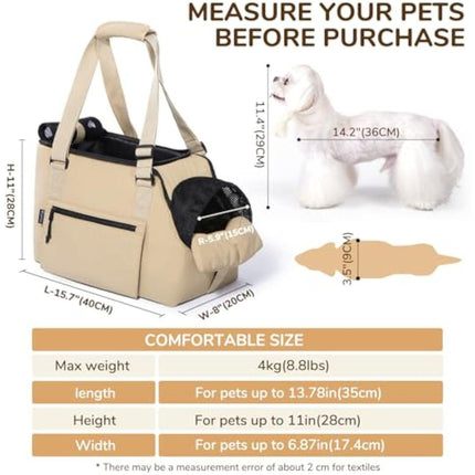 Versatile Pet Carrier Tote Bag for Small Dogs & Cats - Waterproof, Car Seat Function & Adjustable Safety Exit(Khaki).