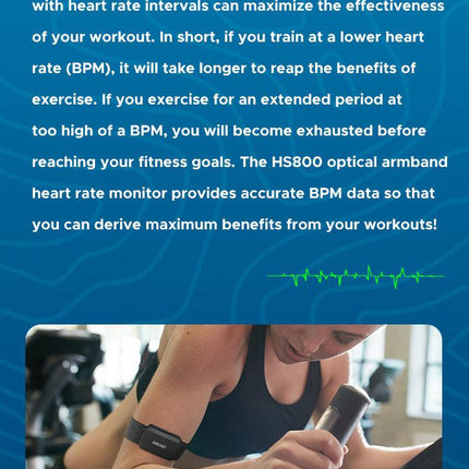 Optical Armband Heart Rate Monitor - Bluetooth & ANT+ Dual Protocol, IP67 Waterproof for Fitness Training(black).