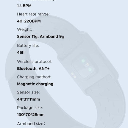 Optical Armband Heart Rate Monitor - Bluetooth & ANT+ Dual Protocol, IP67 Waterproof for Fitness Training(black).