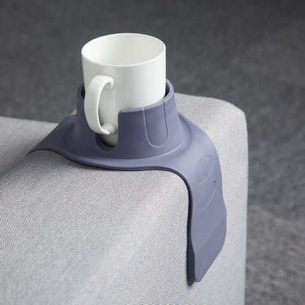 Flexible Anti-Spill Silicone Couch Arm Cup Holder - Sofa Armrest Drink Tray(black).