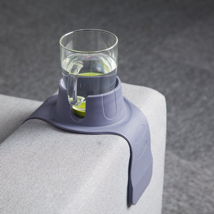 Flexible Anti-Spill Silicone Couch Arm Cup Holder - Sofa Armrest Drink Tray(black).