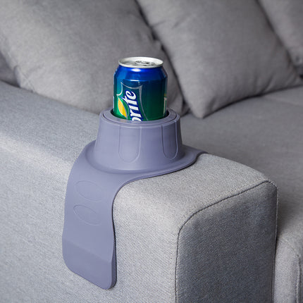 Flexible Anti-Spill Silicone Couch Arm Cup Holder - Sofa Armrest Drink Tray(black).