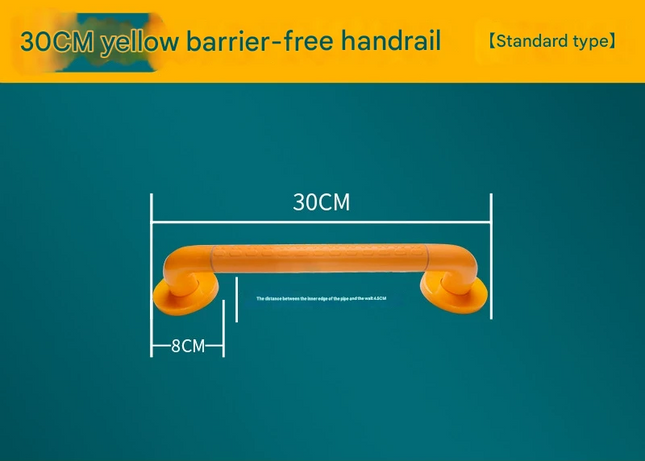 2pc Heavy-Duty Anti-Slip Safety Grab Bar with Luminous Rings - Stainless Steel Core Bathroom Handrail(yellow 30cm).