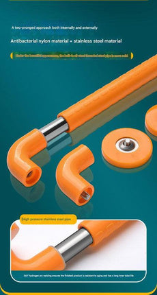 2pc Heavy-Duty Anti-Slip Safety Grab Bar with Luminous Rings - Stainless Steel Core Bathroom Handrail(yellow 30cm).
