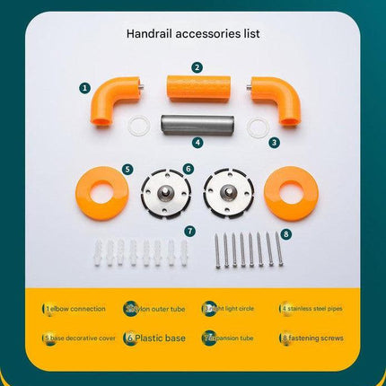 2pc Heavy-Duty Anti-Slip Safety Grab Bar with Luminous Rings - Stainless Steel Core Bathroom Handrail(yellow 30cm).