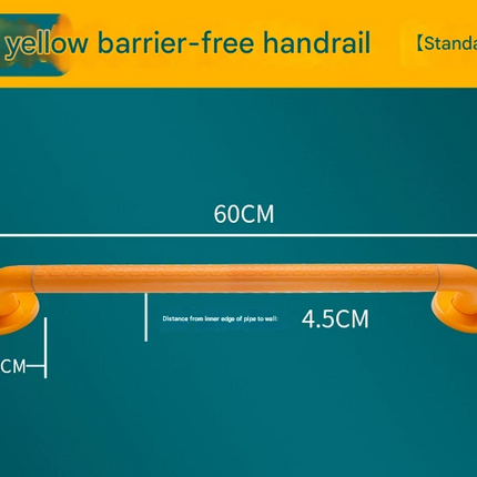 2pc Heavy-Duty Anti-Slip Safety Grab Bar with Luminous Rings - Stainless Steel Core Bathroom Handrail(yellow 60cm).