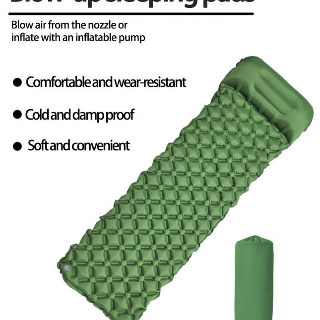 2pc Ultralight Inflatable Camping Sleeping Mat with Integrated Pillow - Waterproof 40D Nylon TPU(Grey).