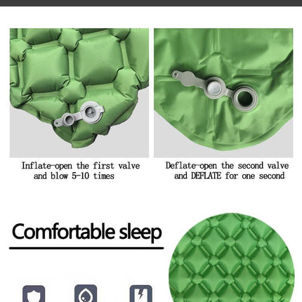 2pc Ultralight Inflatable Camping Sleeping Mat with Integrated Pillow - Waterproof 40D Nylon TPU(Orange).