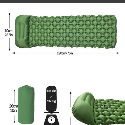 2pc Ultralight Inflatable Camping Sleeping Mat with Integrated Pillow - Waterproof 40D Nylon TPU(Royal Blue).
