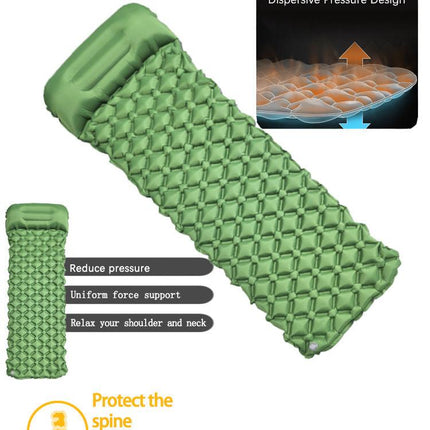 2pc Ultralight Inflatable Camping Sleeping Mat with Integrated Pillow - Waterproof 40D Nylon TPU(Royal Blue).