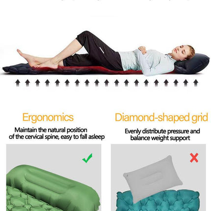 2pc Ultralight Inflatable Camping Sleeping Mat with Integrated Pillow - Waterproof 40D Nylon TPU(Camouflage).