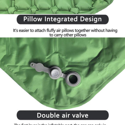 2pc Ultralight Inflatable Camping Sleeping Mat with Integrated Pillow - Waterproof 40D Nylon TPU(Navy Blue).