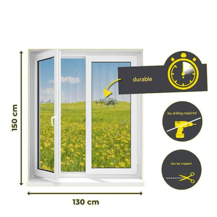 3pc DIY Magnetic Window Screen Kit - Fine Mesh Insect Net, No Drilling Required, Cut to Size(black 150cm x 130cm).
