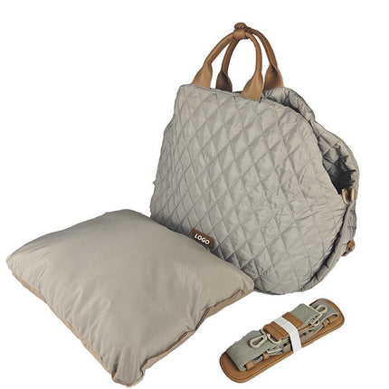 Luxury Quilted 2-in-1 Pet Travel Carrier & Car Booster Seat for Small Dogs(beige).