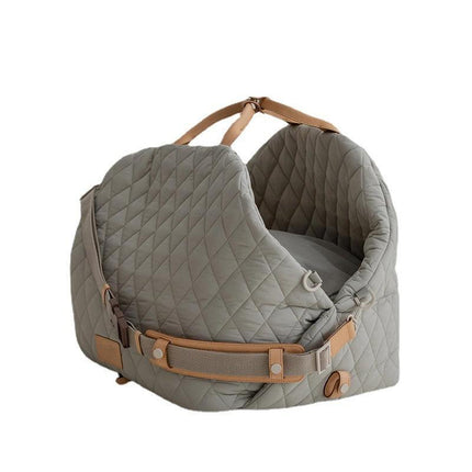 Luxury Quilted 2-in-1 Pet Travel Carrier & Car Booster Seat for Small Dogs(beige).