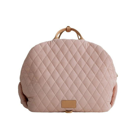 Luxury Quilted 2-in-1 Pet Travel Carrier & Car Booster Seat for Small Dogs(beige).