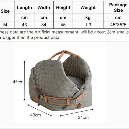 Luxury Quilted 2-in-1 Pet Travel Carrier & Car Booster Seat for Small Dogs(beige).