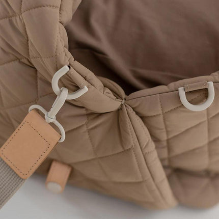 Luxury Quilted 2-in-1 Pet Travel Carrier & Car Booster Seat for Small Dogs(beige).