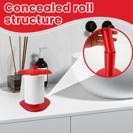 Apple-Shaped Adjustable Tissue Roll Holder - Fun & Practical Desktop Paper Towel Stand(red).