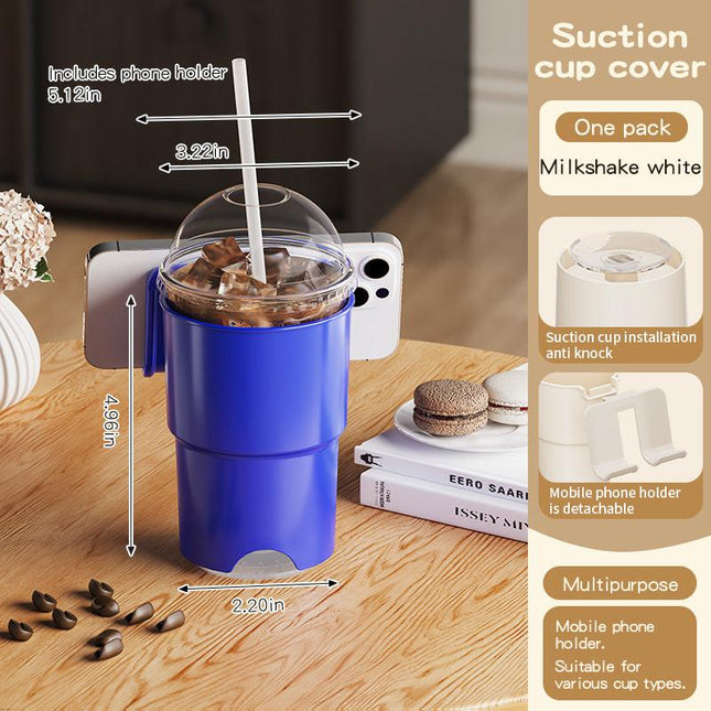 Multi-Purpose Anti-Spill Cup Holder with Suction Base & Detachable Phone Stand(blue).