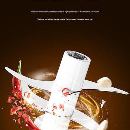 Powerful Mini Electric Food Chopper - USB Rechargeable Cordless Garlic & Meat Mincer(green 320ml + 6-blade knife).