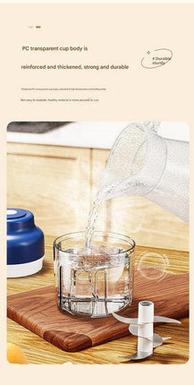 Powerful Mini Electric Food Chopper - USB Rechargeable Cordless Garlic & Meat Mincer(purple 320ml + 6-blade knife).