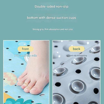 Non-Slip PVC Bath & Shower Mat with Suction Cups and Drainage Holes - Cartoon Ocean Theme(Dolphin).